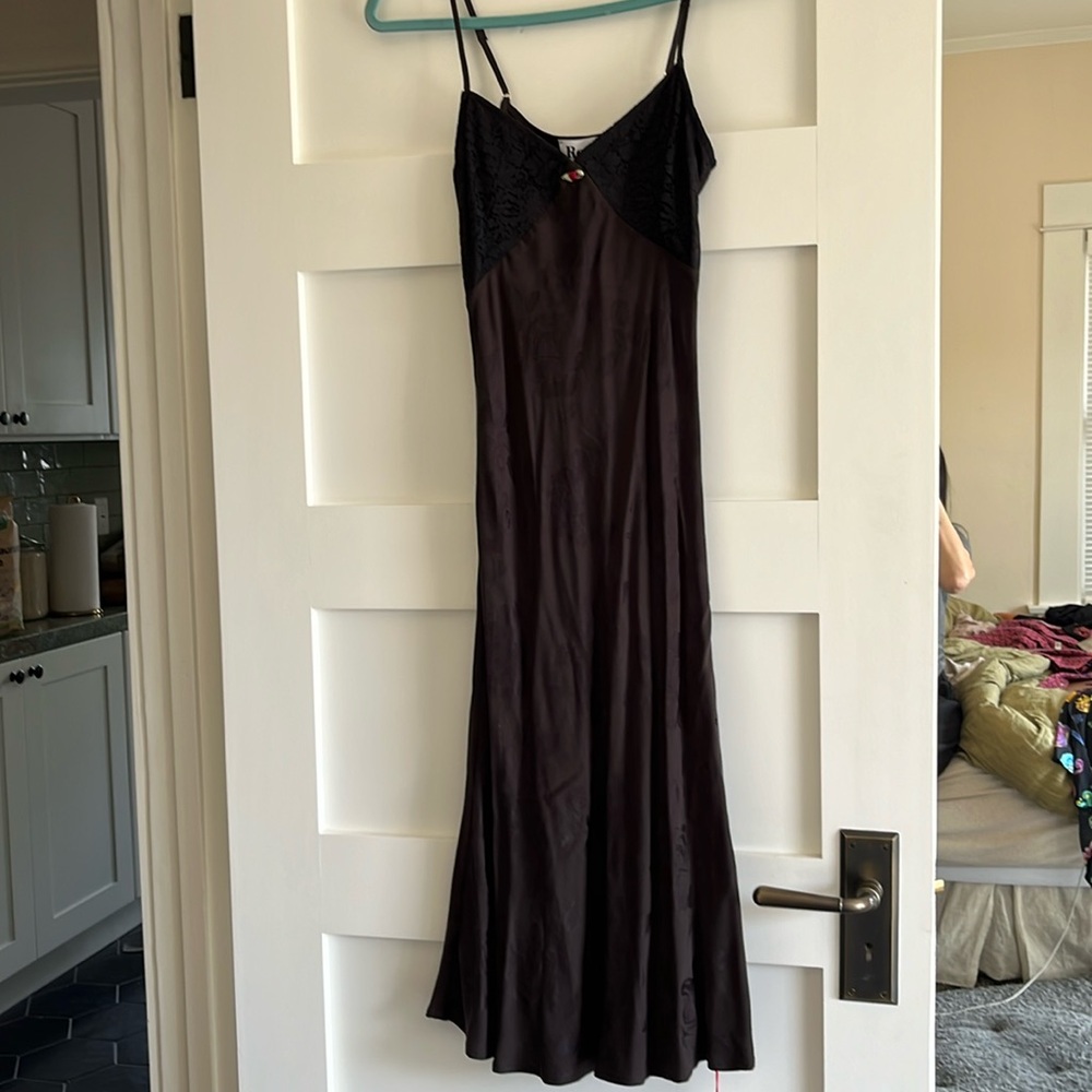 NWT black Rouje floral slip dress lace bust adjustable straps size 24/0/xs